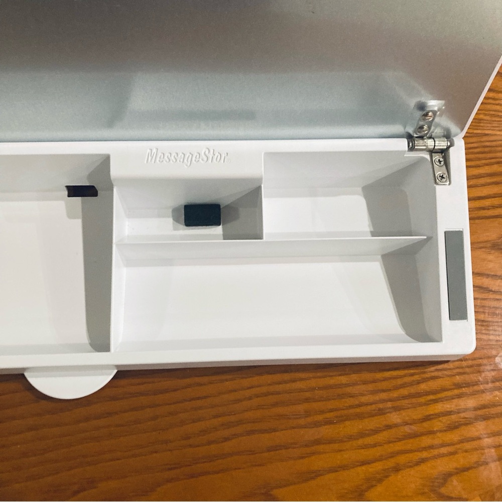 MessageStor Write and Store Glass Desktop Whiteboard and Organizer 18" x 6.5" - Picture 7 of 7